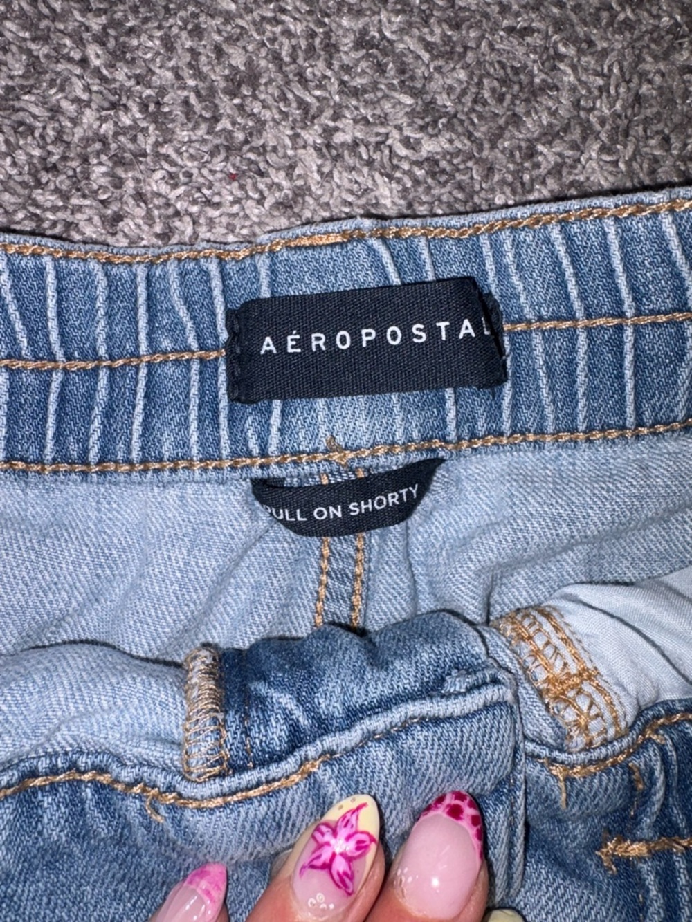 Aeropostale Light Blue Denim Pull-On Shorts - Picture 3 of 5